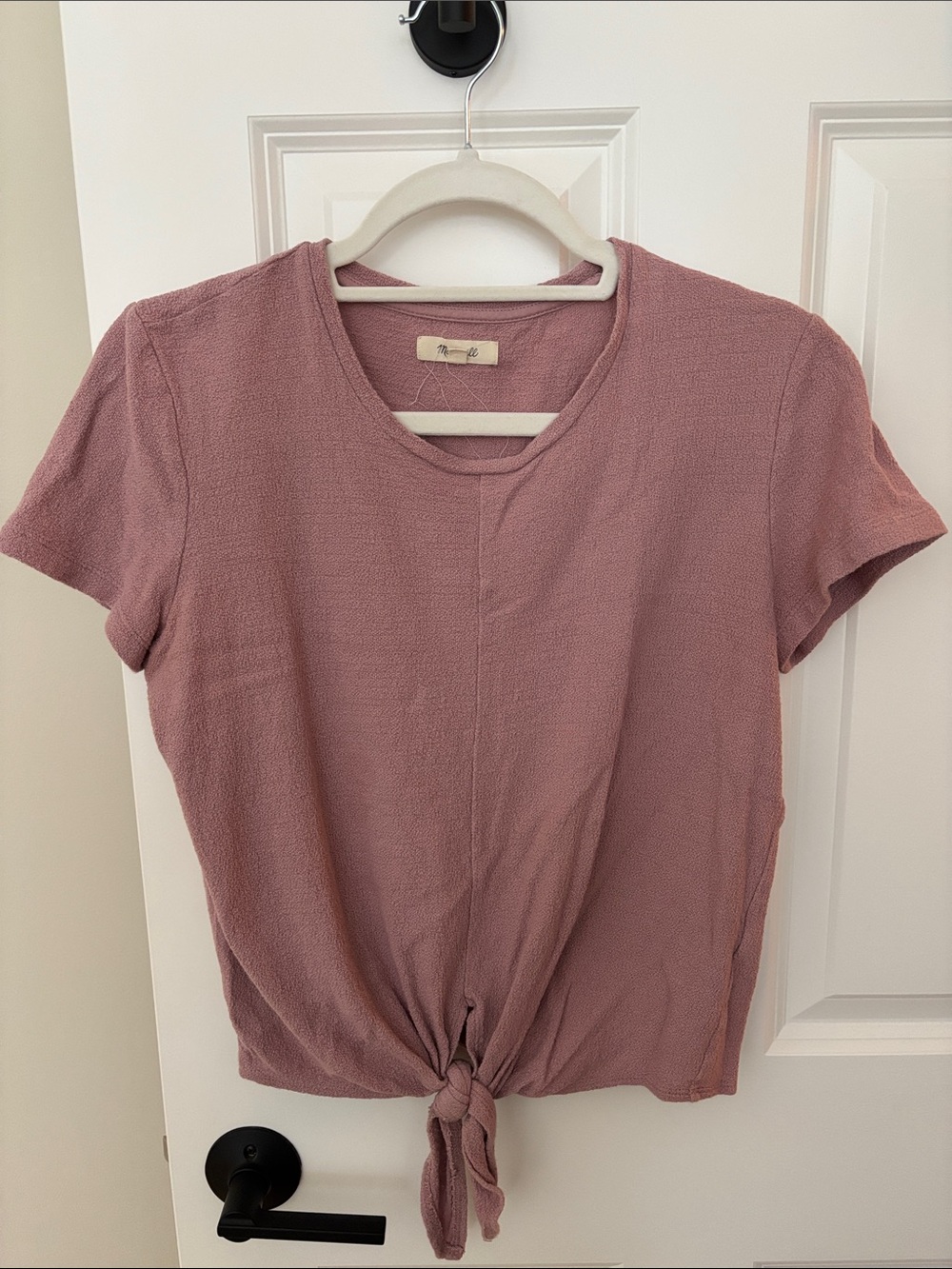 Madewell Dusty Rose Tie-Front Short Sleeve Tee